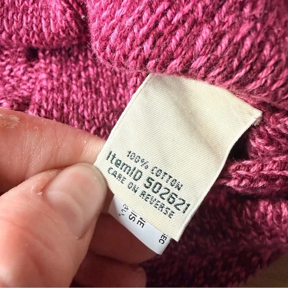 LL Bean Cable Knit Turtleneck Sweater Women’s Mauve Pink Purple 100% Cotton Med - Picture 7 of 8